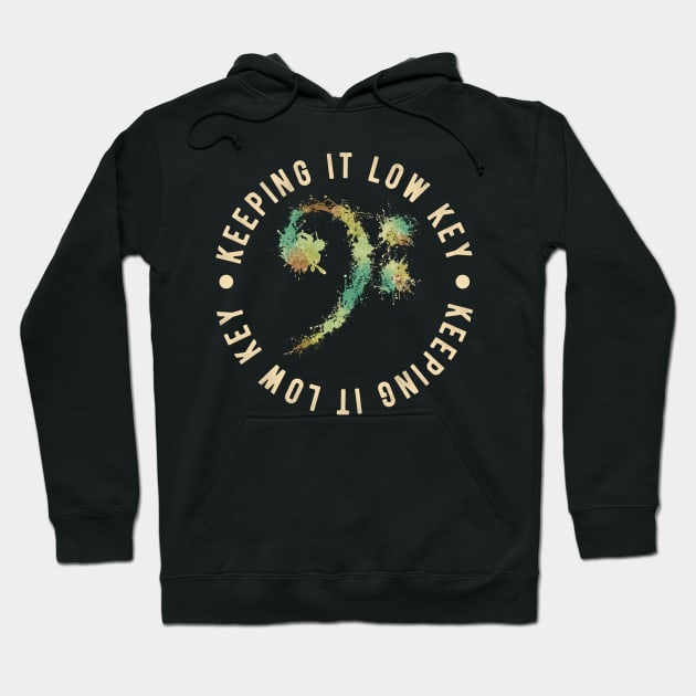 Bass Clef Retro - Keeping It Low Key Funny Music Lovers Gift Hoodie by DnB